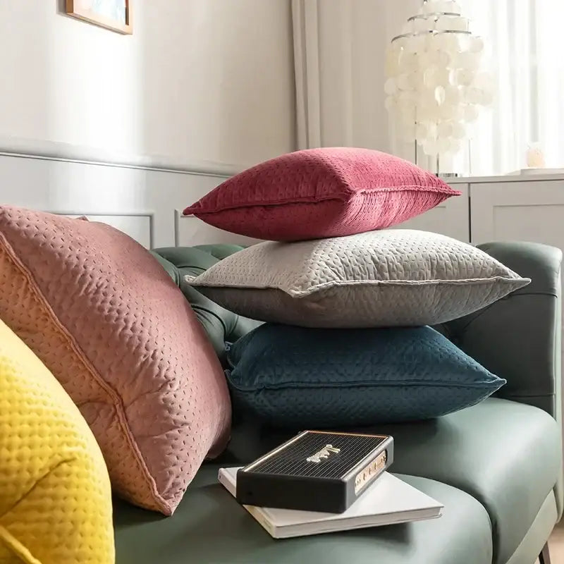 Fringed velvet cushion cover – living room quilted pillow