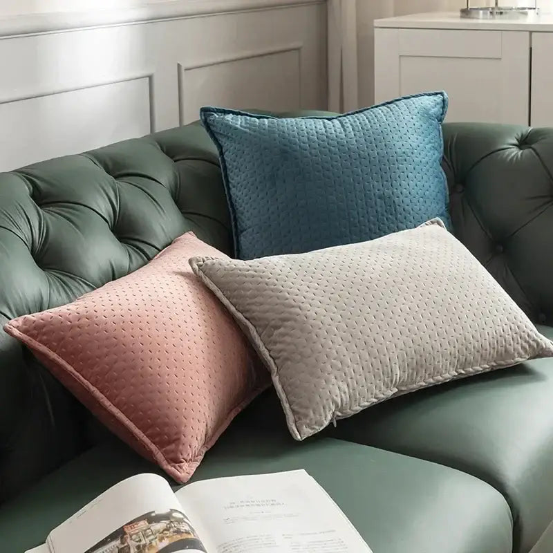 Fringed velvet cushion cover – living room quilted pillow