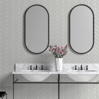 Pebble Glossy Chevron Ceramic Tiles 2x6