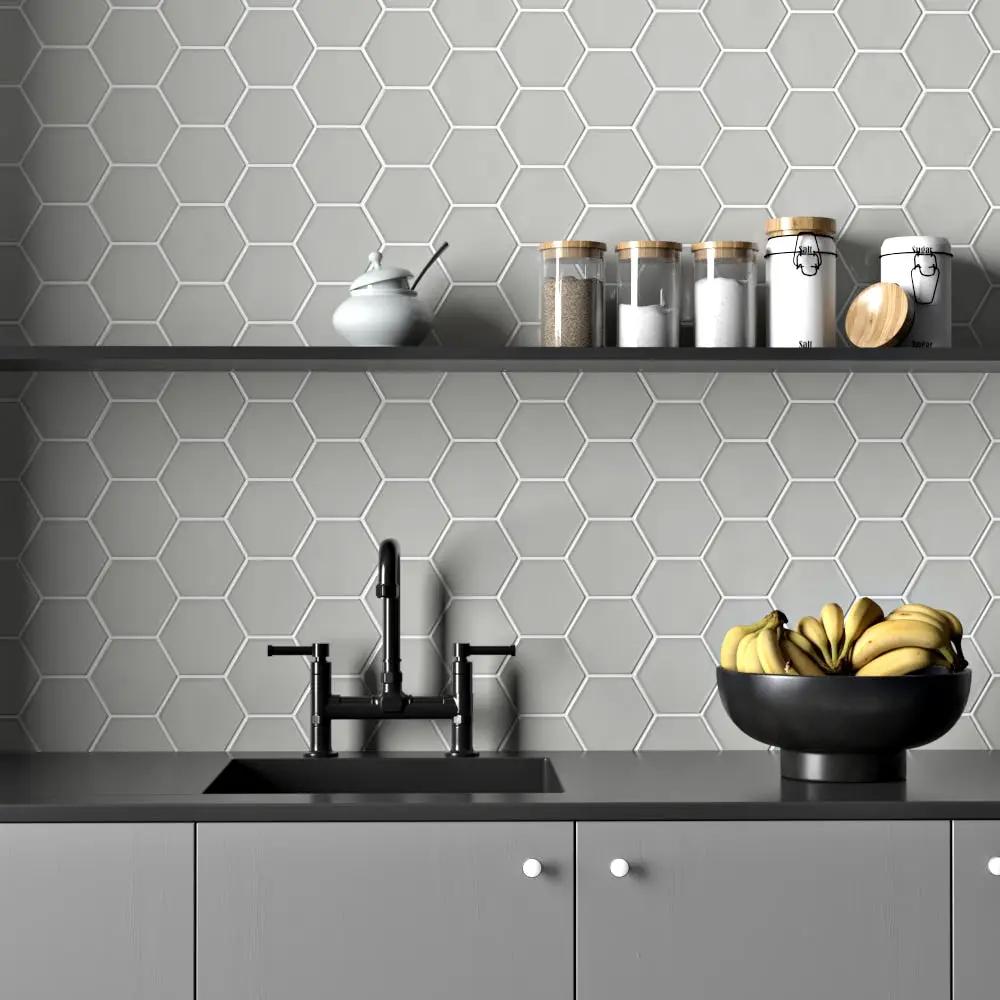 Pebble Glossy Hexagon 5 Ceramic Tiles 5