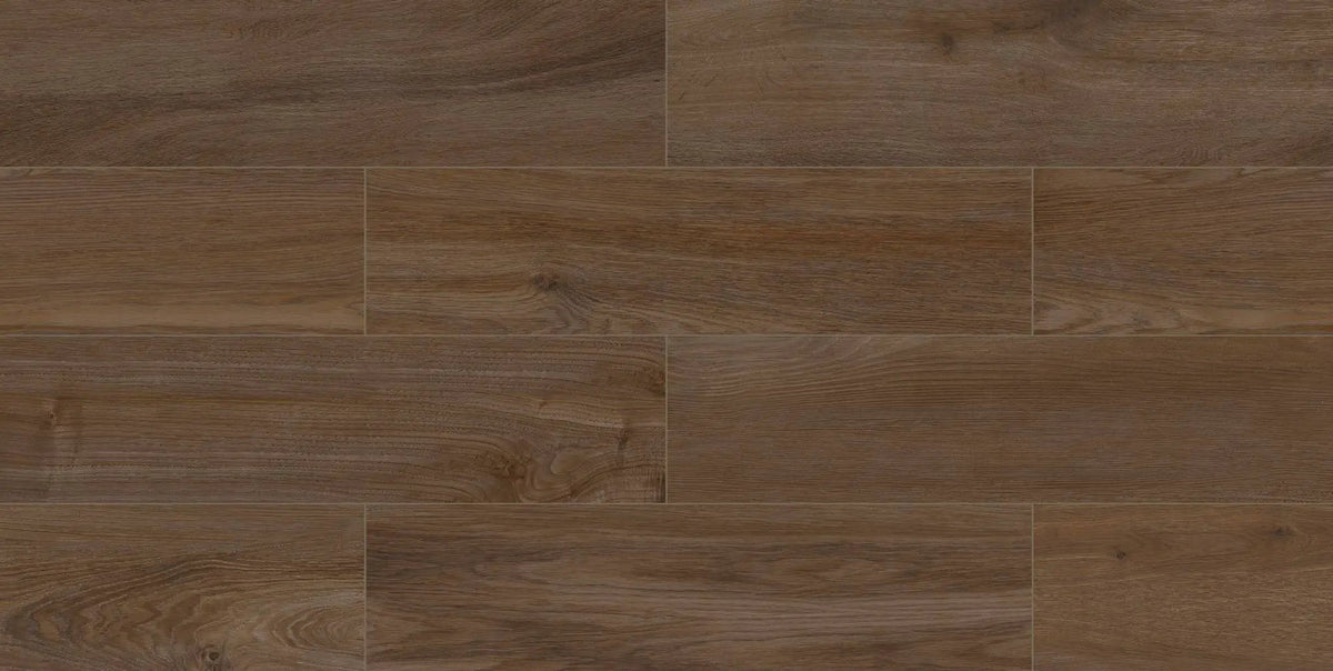 Frontier20 Essence Brown Coping & Stair Tread Wood Look Porcelain Moldings 12x48