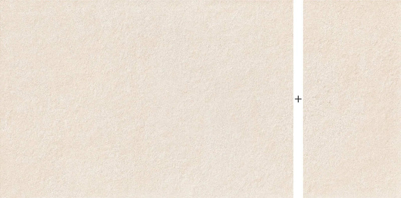 Frontier20 Indiana Buff Select Mix + Limestone Look Porcelain Pavers 24x48