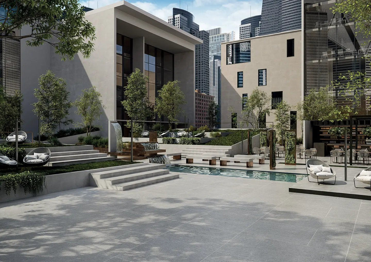 Frontier20 Indiana Grey Select Limestone Look Porcelain Pavers 24x48