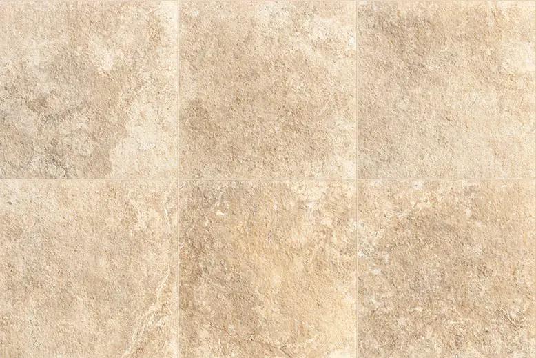 Frontier20 Travertine Cross Cut Cream Coping & Stair Tread Corner Left Bullnose Look Porcelain Moldings 12x48