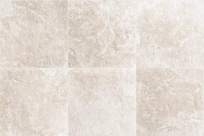 Frontier20 Travertine Cross Cut White Coping & Stair Tread Corner Right Bullnose Look Porcelain Moldings 12x48