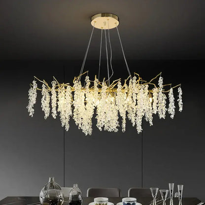 Frosted aluminum golden branch crystal chandelier dining room