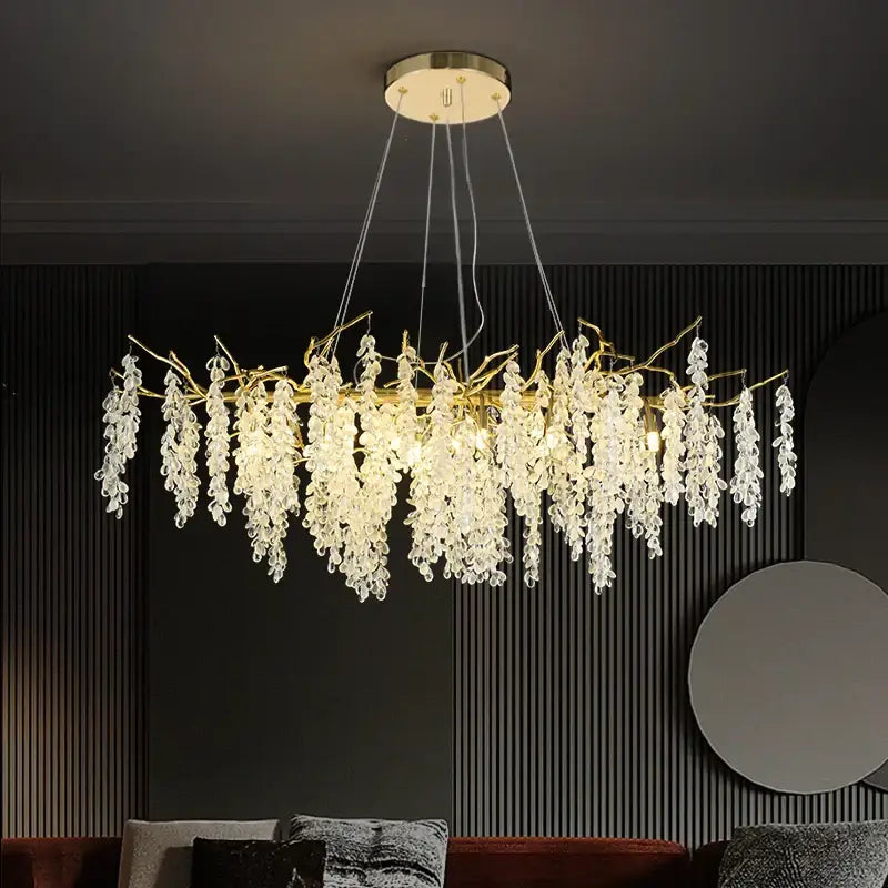 Frosted aluminum golden branch crystal chandelier dining room