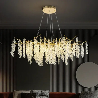 Frosted aluminum golden branch crystal chandelier dining room