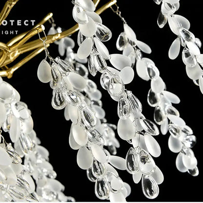 Frosted aluminum golden branch crystal chandelier dining room