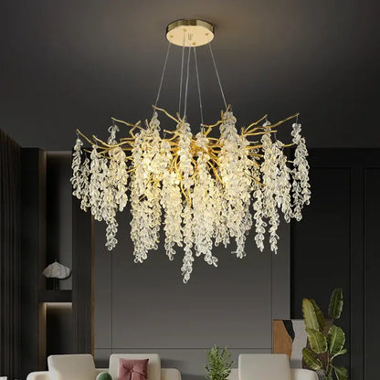 Frosted aluminum golden branch crystal chandelier dining room