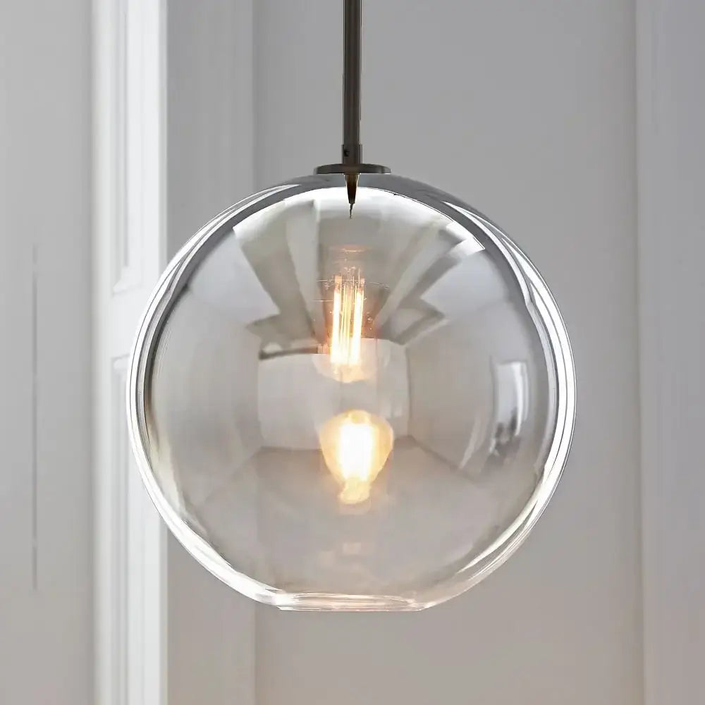 Frosted and mirrored glass ball pendant light for dining room