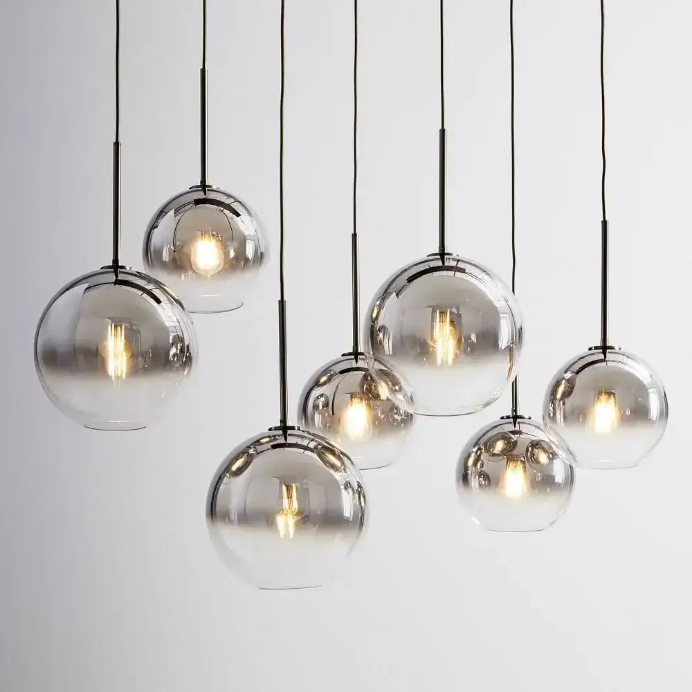 Frosted and mirrored glass ball pendant light for dining room