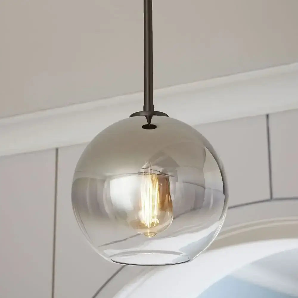Frosted and mirrored glass ball pendant light for dining room