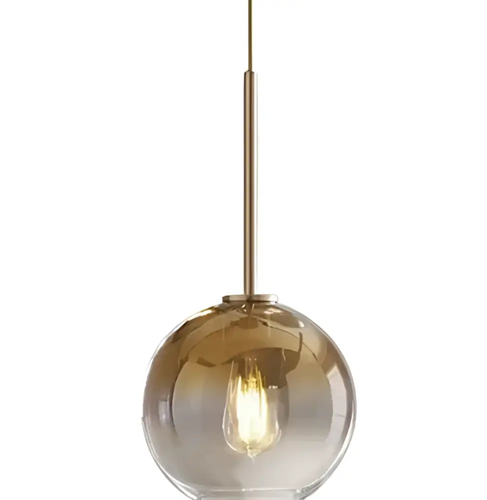 Frosted and mirrored glass ball pendant light for dining room