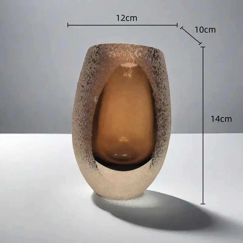 Frosted glass vase amber textured trio living room decor