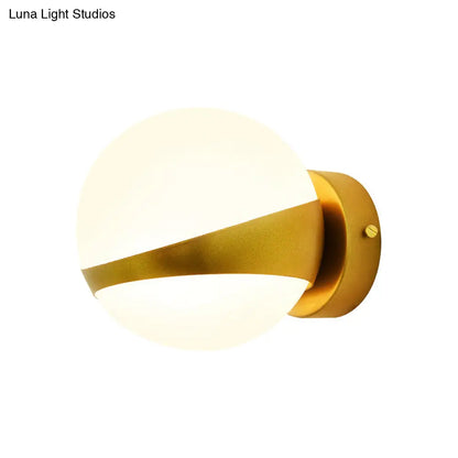 DecorBites™ Frosted Glass Wall Lamp with Gold Finish - Modern Spherical Design (1/2 Heads)
