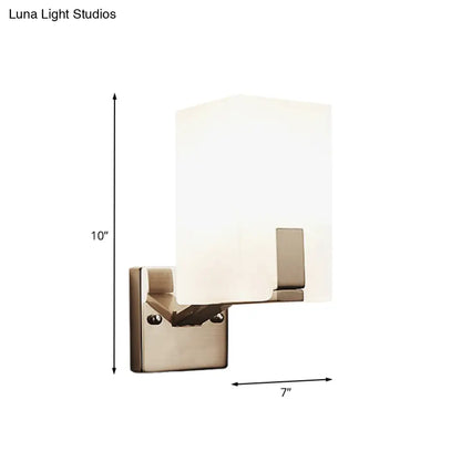 DecorBites™ Frosted Glass Wall Sconce with Modern Nickel Mount, 1 Light