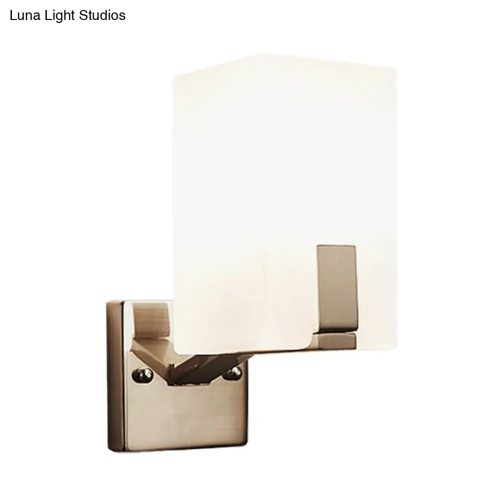 DecorBites™ Frosted Glass Wall Sconce with Modern Nickel Mount, 1 Light
