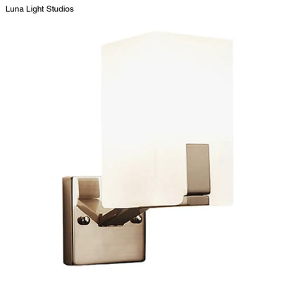 DecorBites™ Frosted Glass Wall Sconce with Modern Nickel Mount, 1 Light