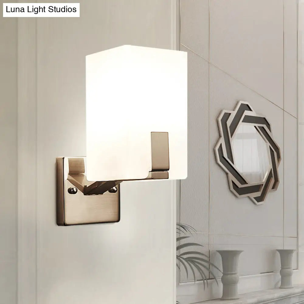 DecorBites™ Frosted Glass Wall Sconce with Modern Nickel Mount, 1 Light