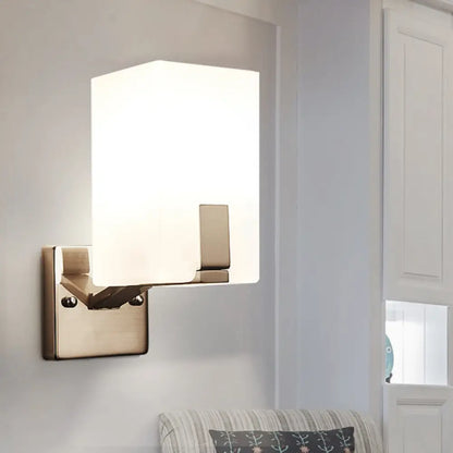DecorBites™ Frosted Glass Wall Sconce with Modern Nickel Mount, 1 Light