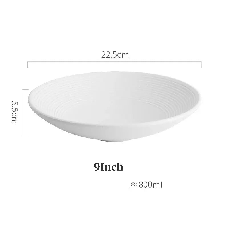 Frosted glaze ridged white ceramic soup bowls dining room set of 4