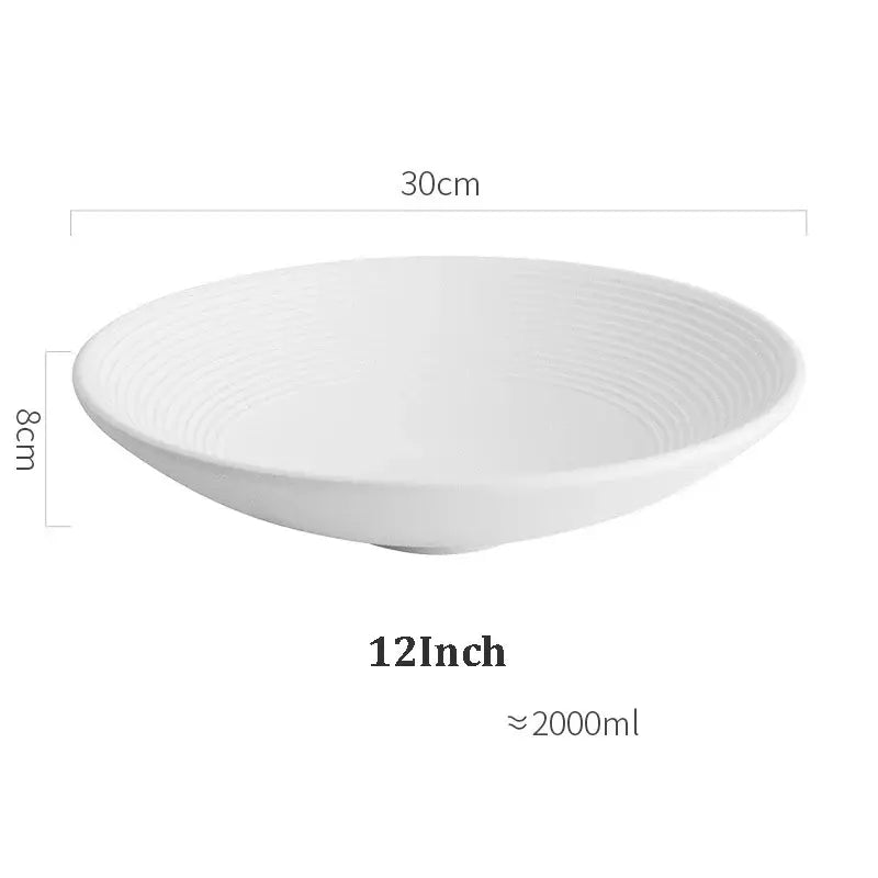 Frosted glaze ridged white ceramic soup bowls dining room set of 4