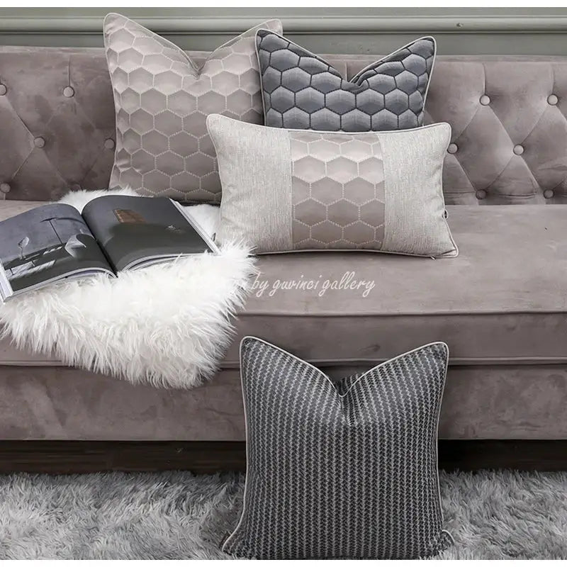 Frosted gold & silver metallic striped lumbar pillow covers bedroom