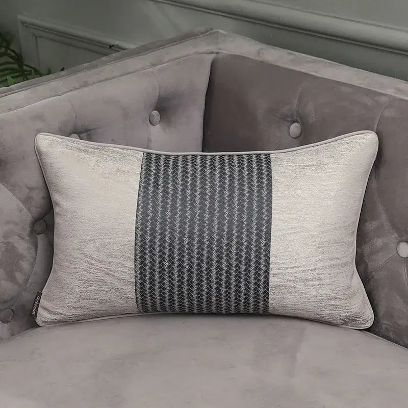 Frosted gold & silver metallic striped lumbar pillow covers bedroom