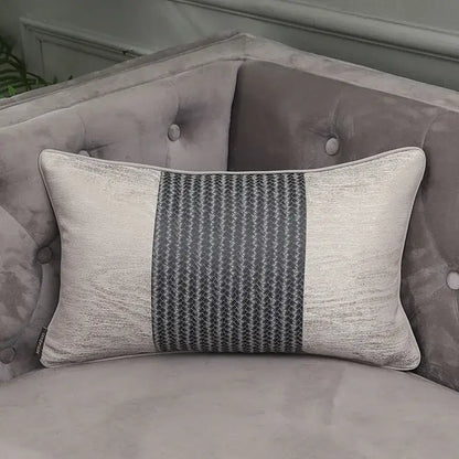 Frosted gold & silver metallic striped lumbar pillow covers bedroom