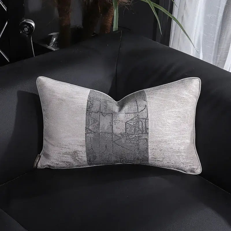 Frosted gold & silver metallic striped lumbar pillow covers bedroom