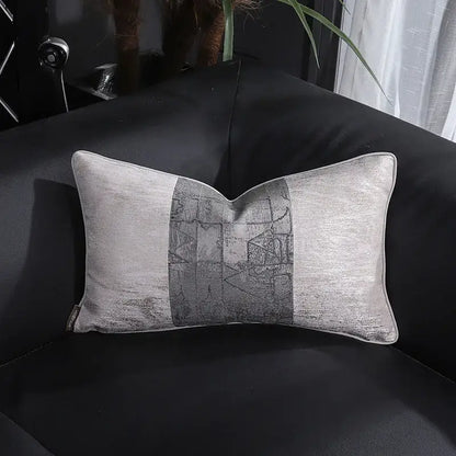 Frosted gold & silver metallic striped lumbar pillow covers bedroom