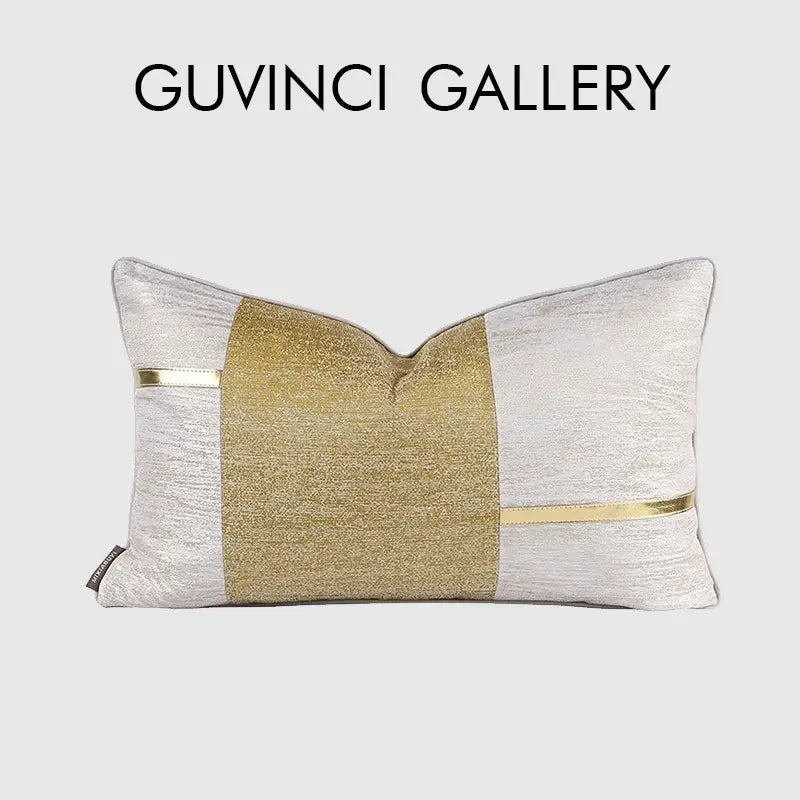Frosted gold & silver metallic striped lumbar pillow covers bedroom