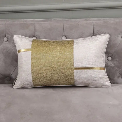 Frosted gold & silver metallic striped lumbar pillow covers bedroom