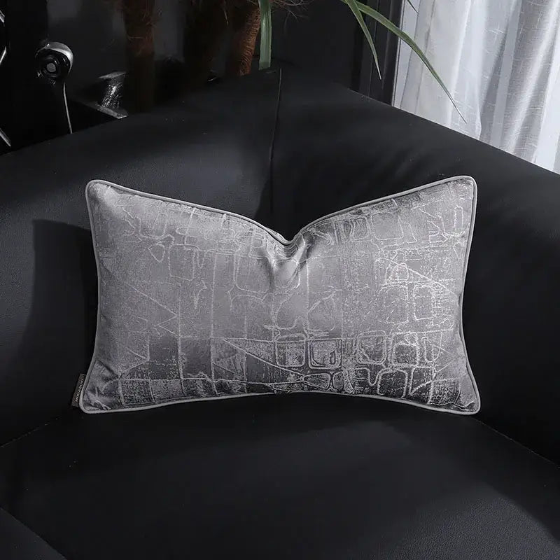 Frosted gold & silver metallic striped lumbar pillow covers bedroom