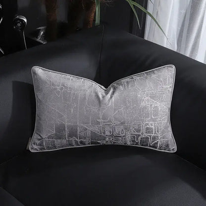 Frosted gold & silver metallic striped lumbar pillow covers bedroom