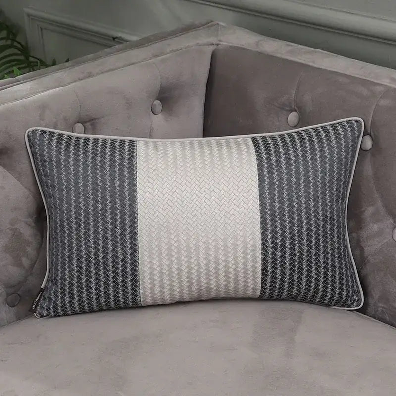 Frosted gold & silver metallic striped lumbar pillow covers bedroom