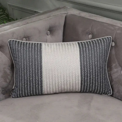Frosted gold & silver metallic striped lumbar pillow covers bedroom