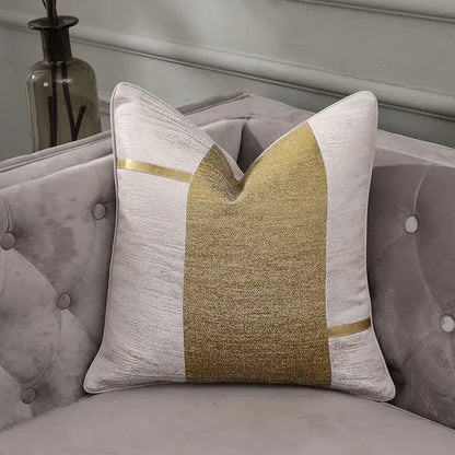 Frosted gold & silver metallic striped lumbar pillow covers bedroom