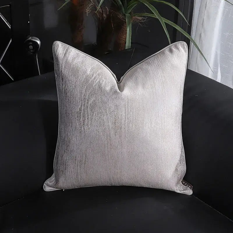 Frosted gold & silver metallic striped lumbar pillow covers bedroom