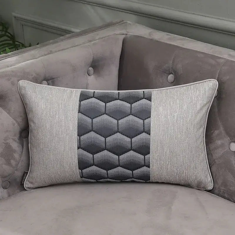 Frosted gold & silver metallic striped lumbar pillow covers bedroom