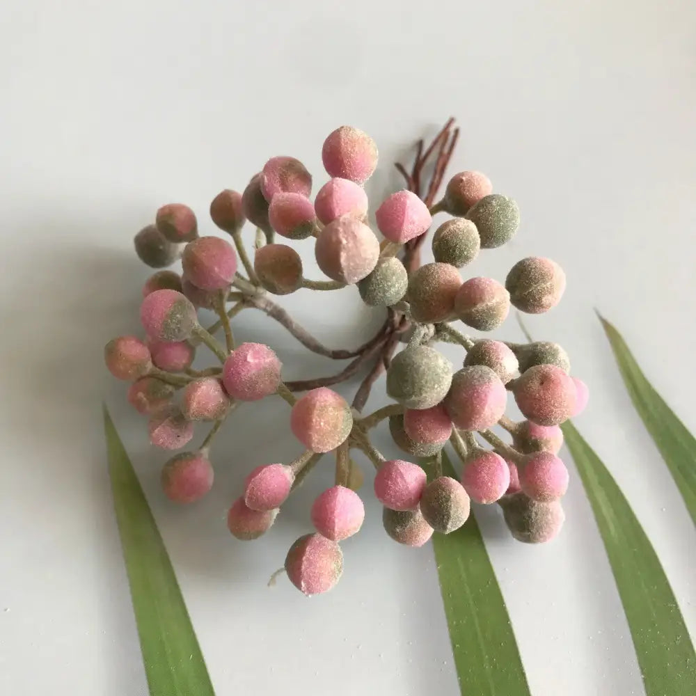 Frosted greenery berry stamen bundle for living room diy decor