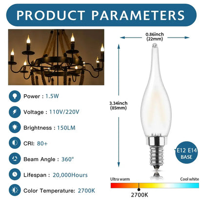 Frosted led candle bulbs – dining room chandelier light