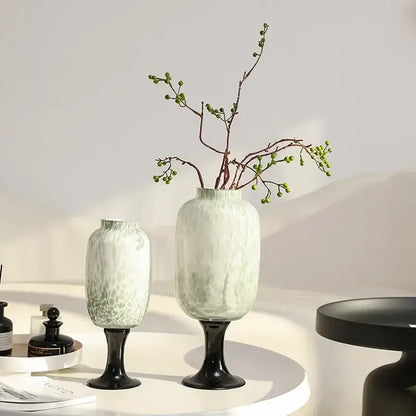 Frosted marbled dot texture glass vases black living room decor