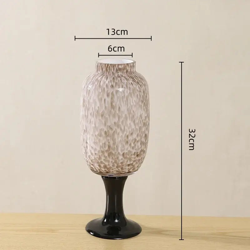Frosted marbled dot texture glass vases black living room decor