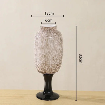 Frosted marbled dot texture glass vases black living room decor