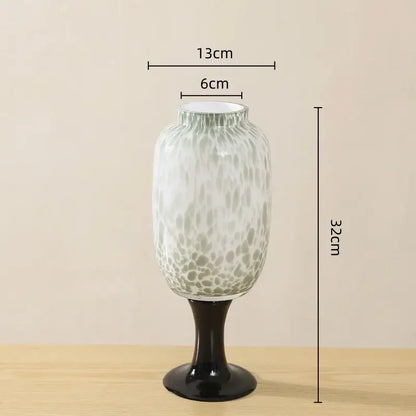 Frosted marbled dot texture glass vases black living room decor