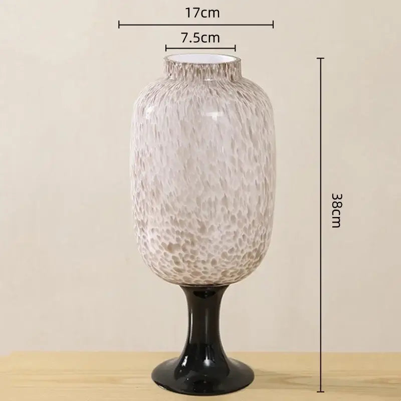 Frosted marbled dot texture glass vases black living room decor