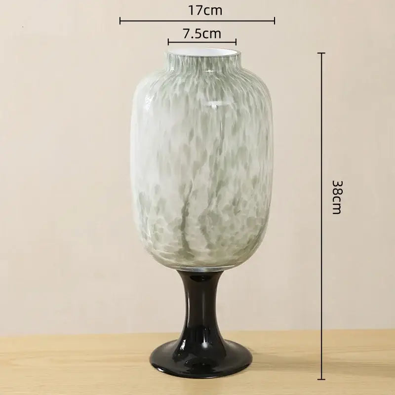 Frosted marbled dot texture glass vases black living room decor