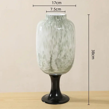 Frosted marbled dot texture glass vases black living room decor